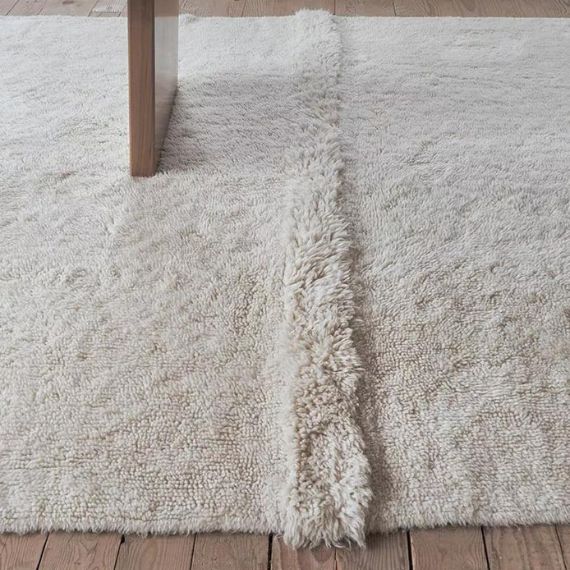 Tapis uni naturel en laine lavable en machine Tundra